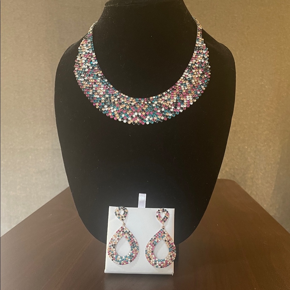 Natasha Couture Multicolor Statement Necklace and Earring Set